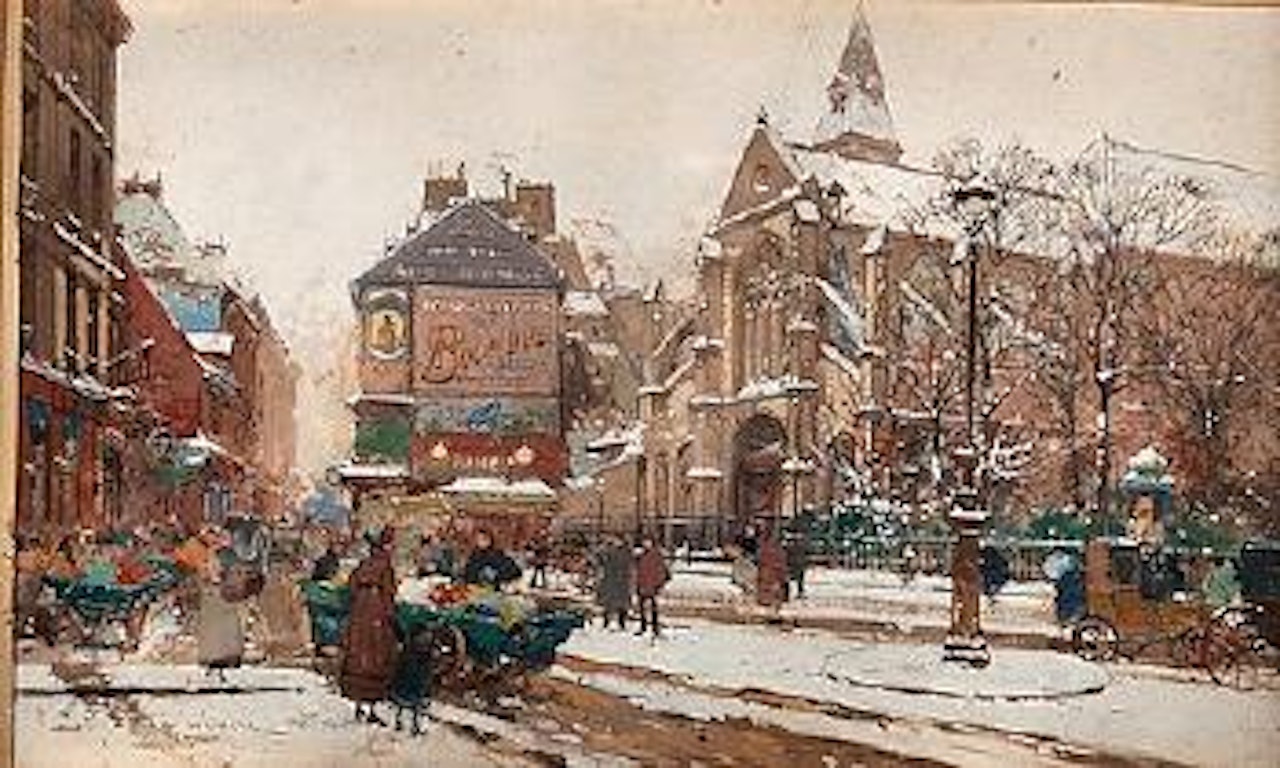 L'Eglise Saint-Médard rue Mouffetard , by Eugene Galien-Laloue