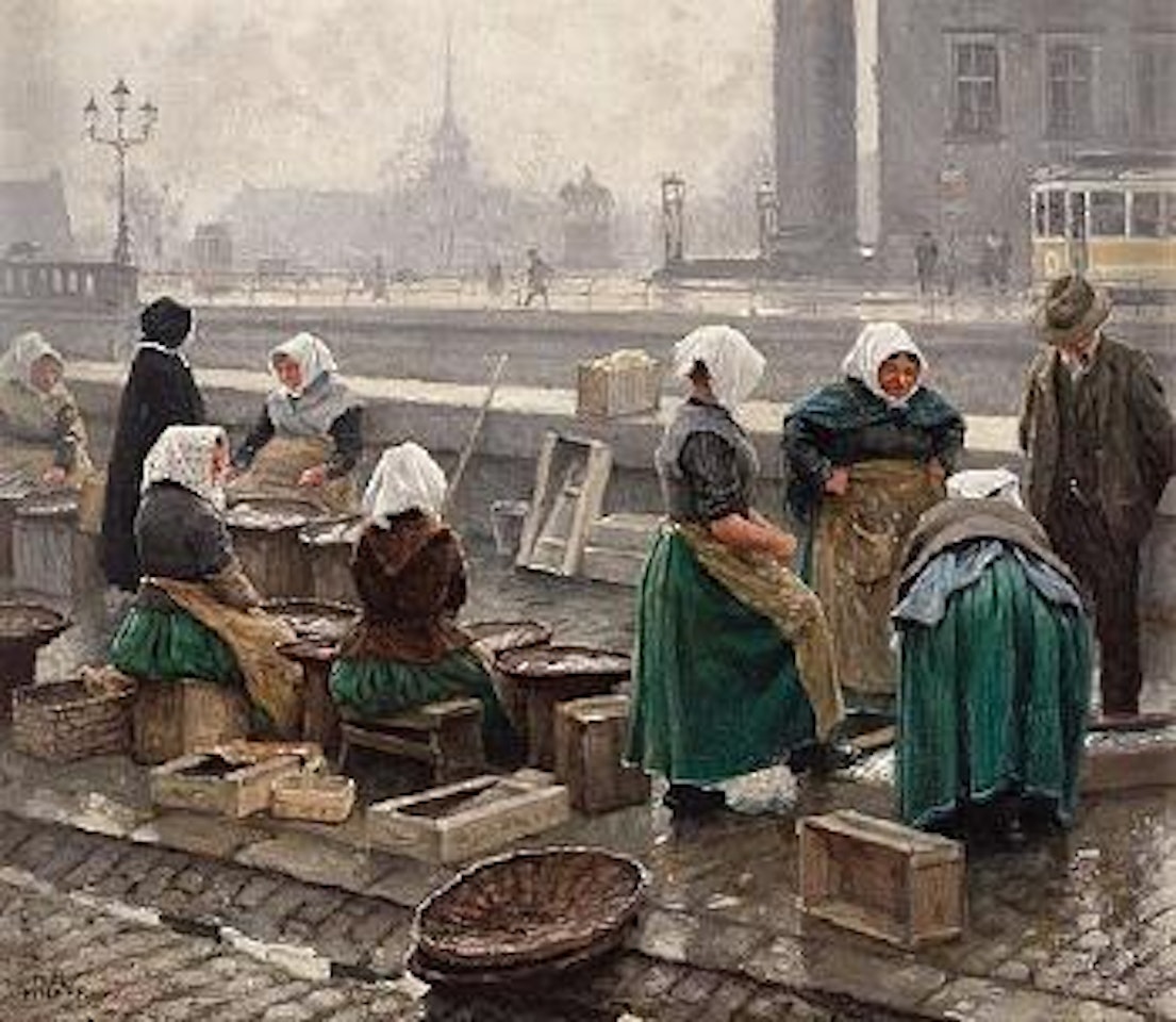 Fishmarket scene from Copenhagen , by Paul Fischer