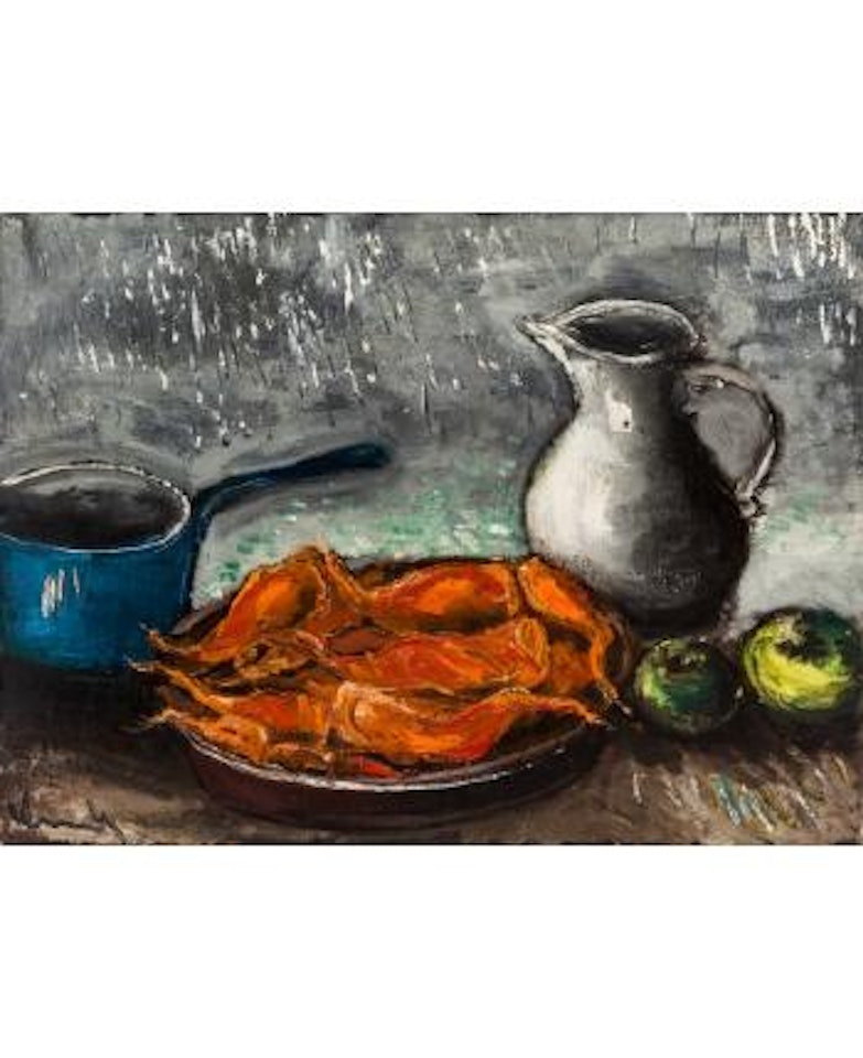 Still life with red fish , by Maurice de Vlaminck