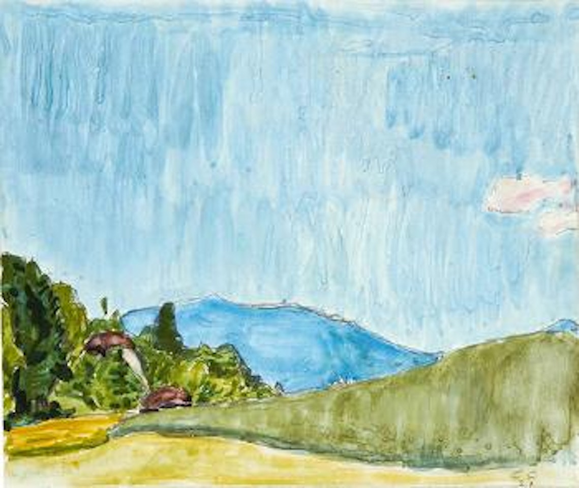 Bauernhof mit Blick auf einen blauen Hügel ,
1928 by Cuno Amiet