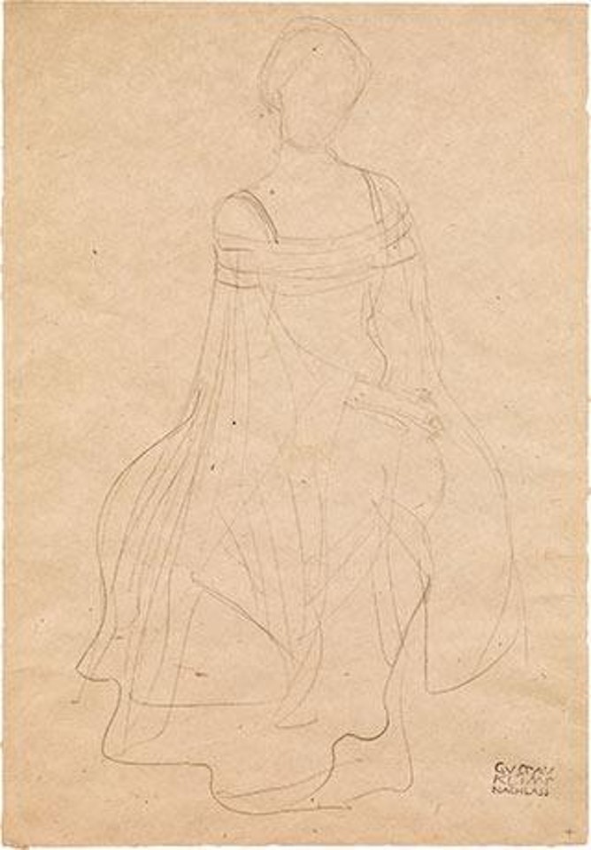 Sitting woman in three-quarters profile to the right ,
1903 by Gustav Klimt