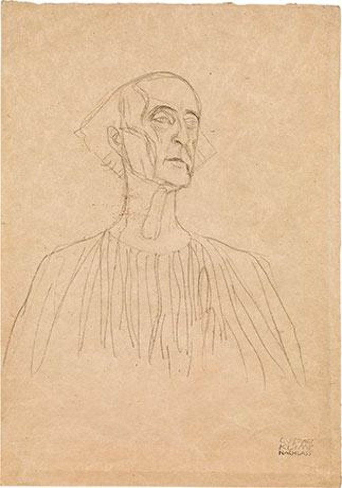 Half-portrait of a man in a toga ,
1903
-
1907 by Gustav Klimt