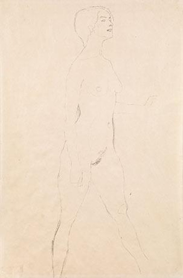 Female pacer to the right with raised left arm ,
1906
-
1907 by Gustav Klimt