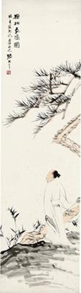 Scholar beside a pine tree by Zhang Daqian