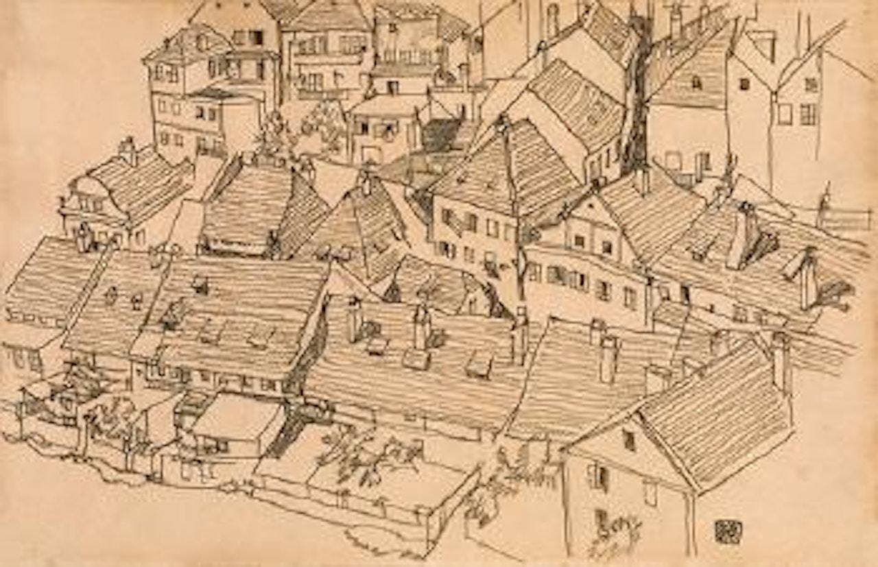 Houses in Krumau ,
1917 by Egon Schiele