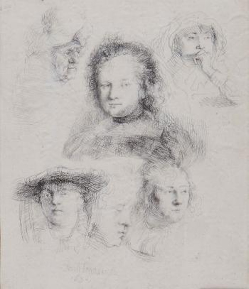 Studies of the head of Saskia and others , by Attributed to Rembrandt Harmensz van Rijn