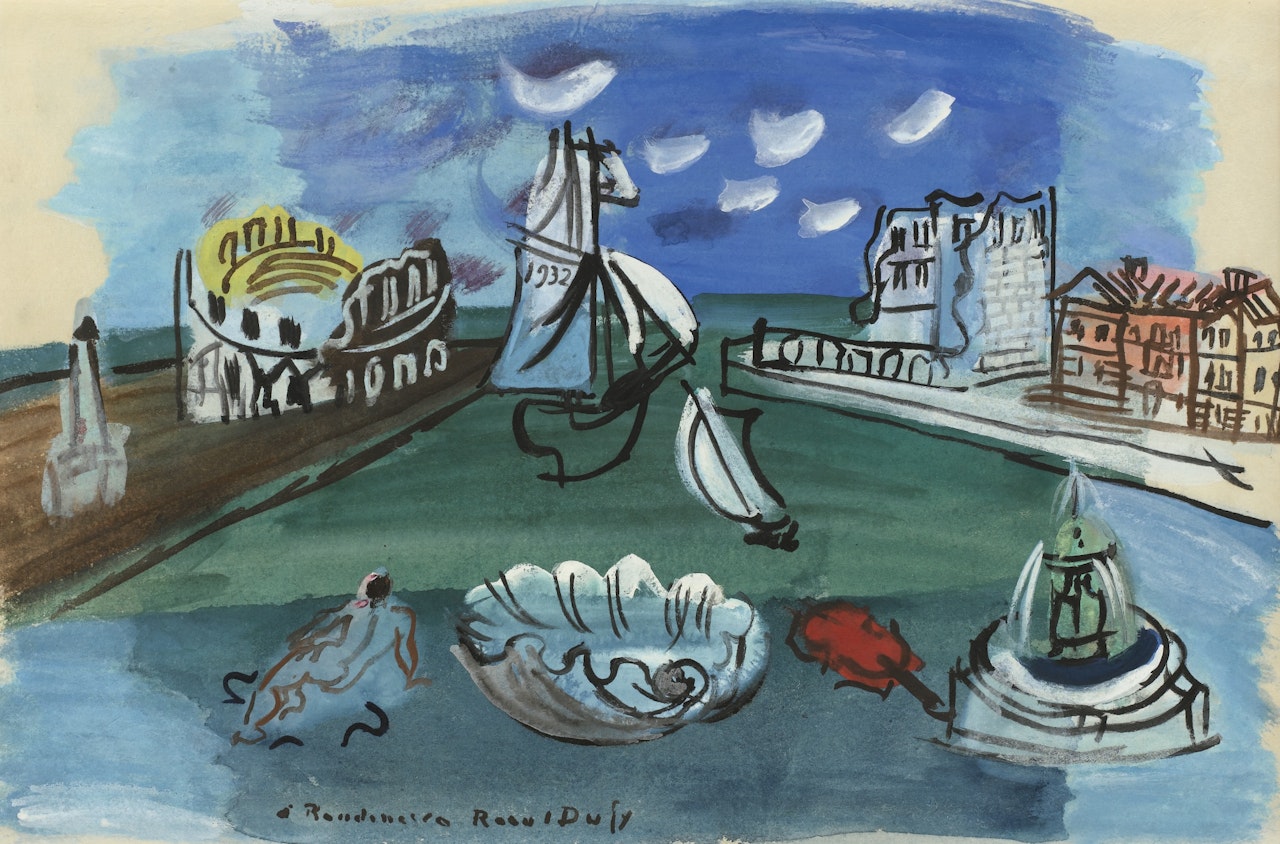 COMPOSITION, PORT, VIOLON, FONTAINE by Raoul Dufy
