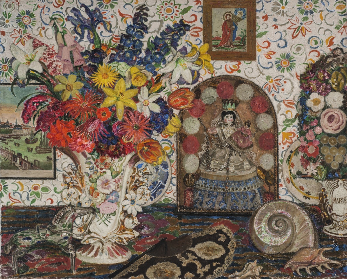 STILL LIFE WITH FLOWERS AND SHELLS by Leon de Smet
