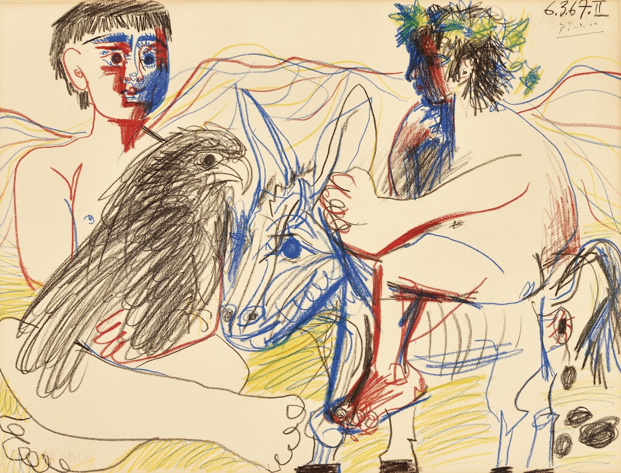 ADOLESCENTS, AIGLE ET ÂNE by Pablo Picasso