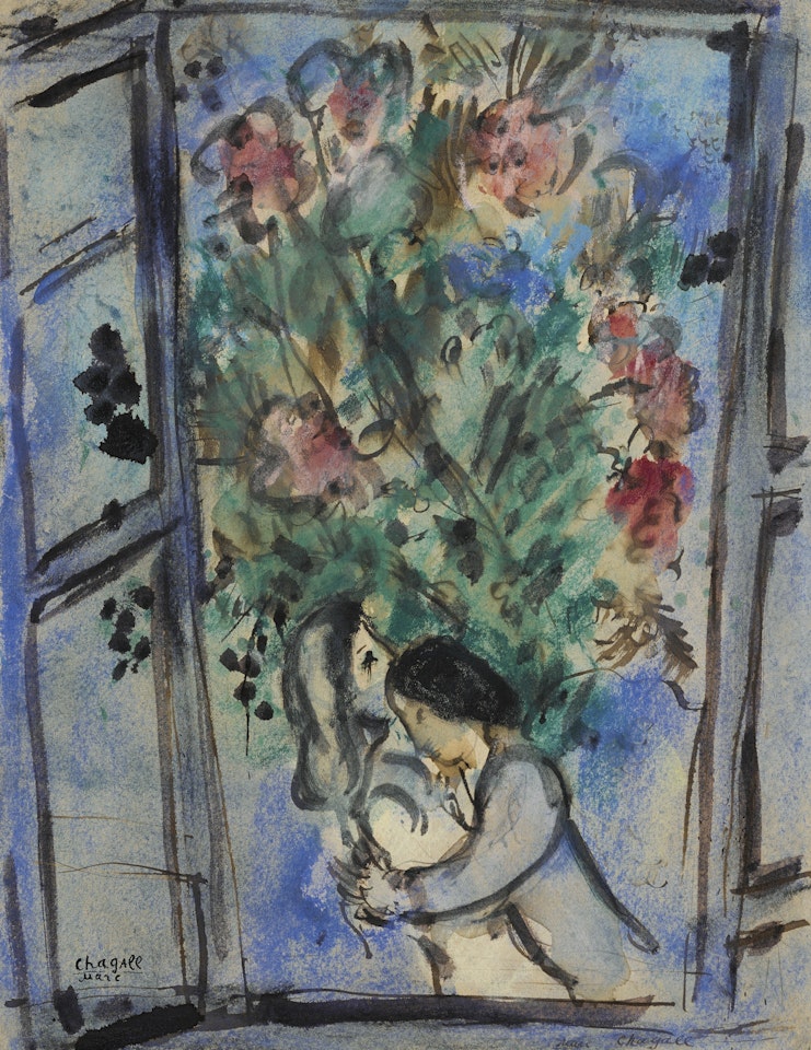 LES AMOUREUX À LA FENÊTRE by Marc Chagall