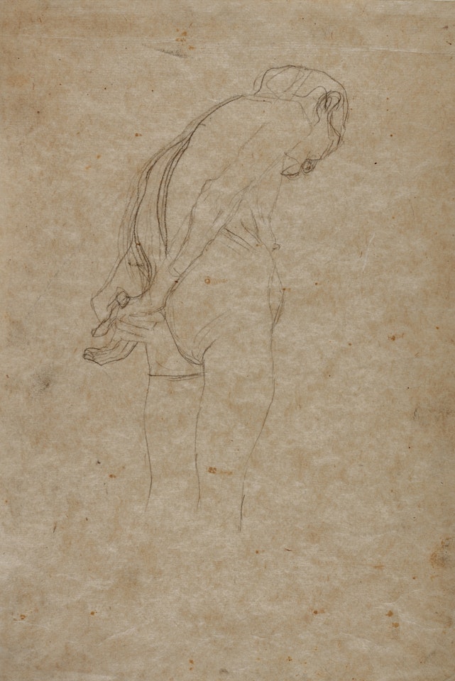 GEBEUGTER AKT EINER ALTEN FRAU NACH RECHTS (HUNCHED NUDE ELDER WOMAN TURNED TO THE RIGHT) by Gustav Klimt