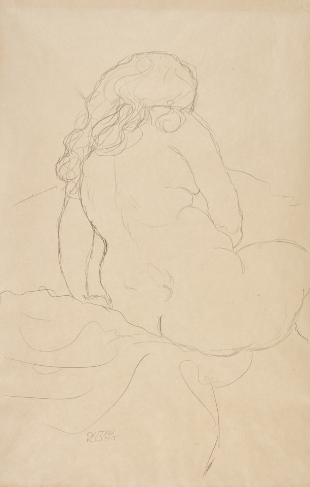 SITZENDER RÜCKENAKT NACH RECHTS (SEATED NUDE SEEN FROM BEHIND AND TURNED TO THE RIGHT) by Gustav Klimt