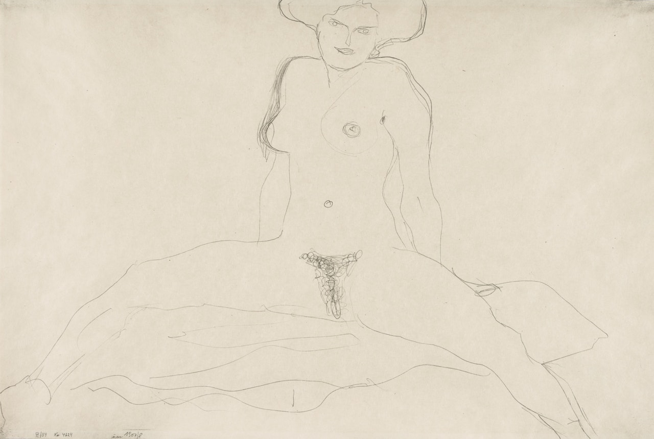 MIT GESPREIZTEN BEINEN SITZENDER AKT (SEATED NUDE WITH HER LEGS APART) by Gustav Klimt