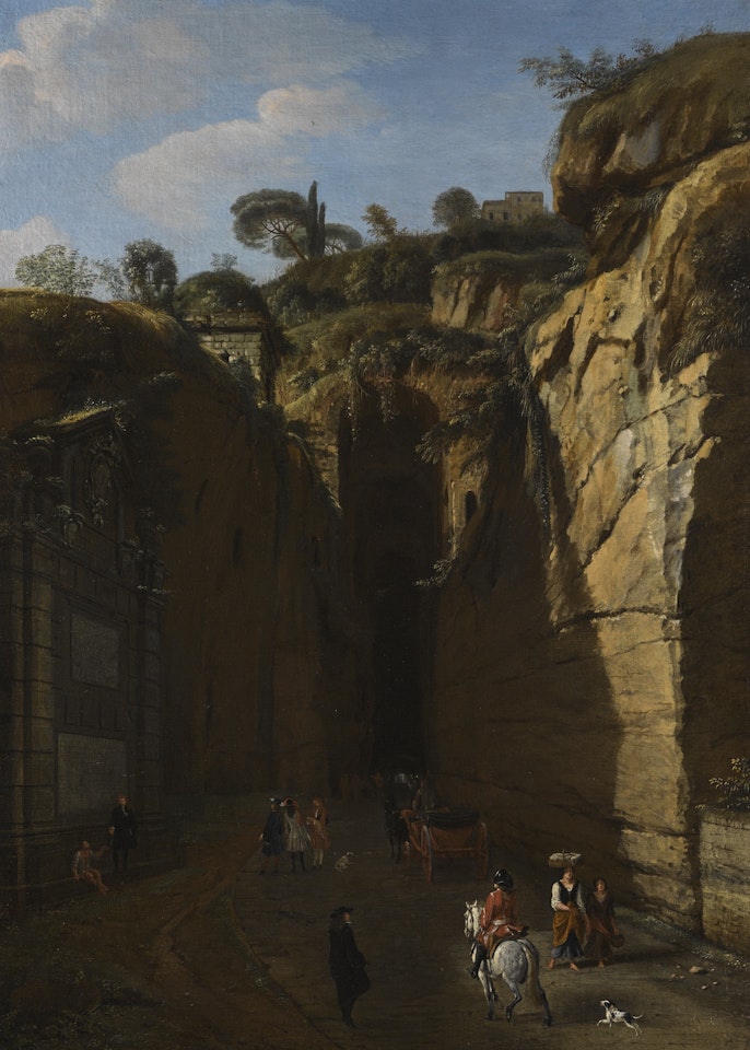 A VIEW OF THE GROTTO AT POZZUOLI WITH VIRGIL'S TOMB by Gaspar van Wittel