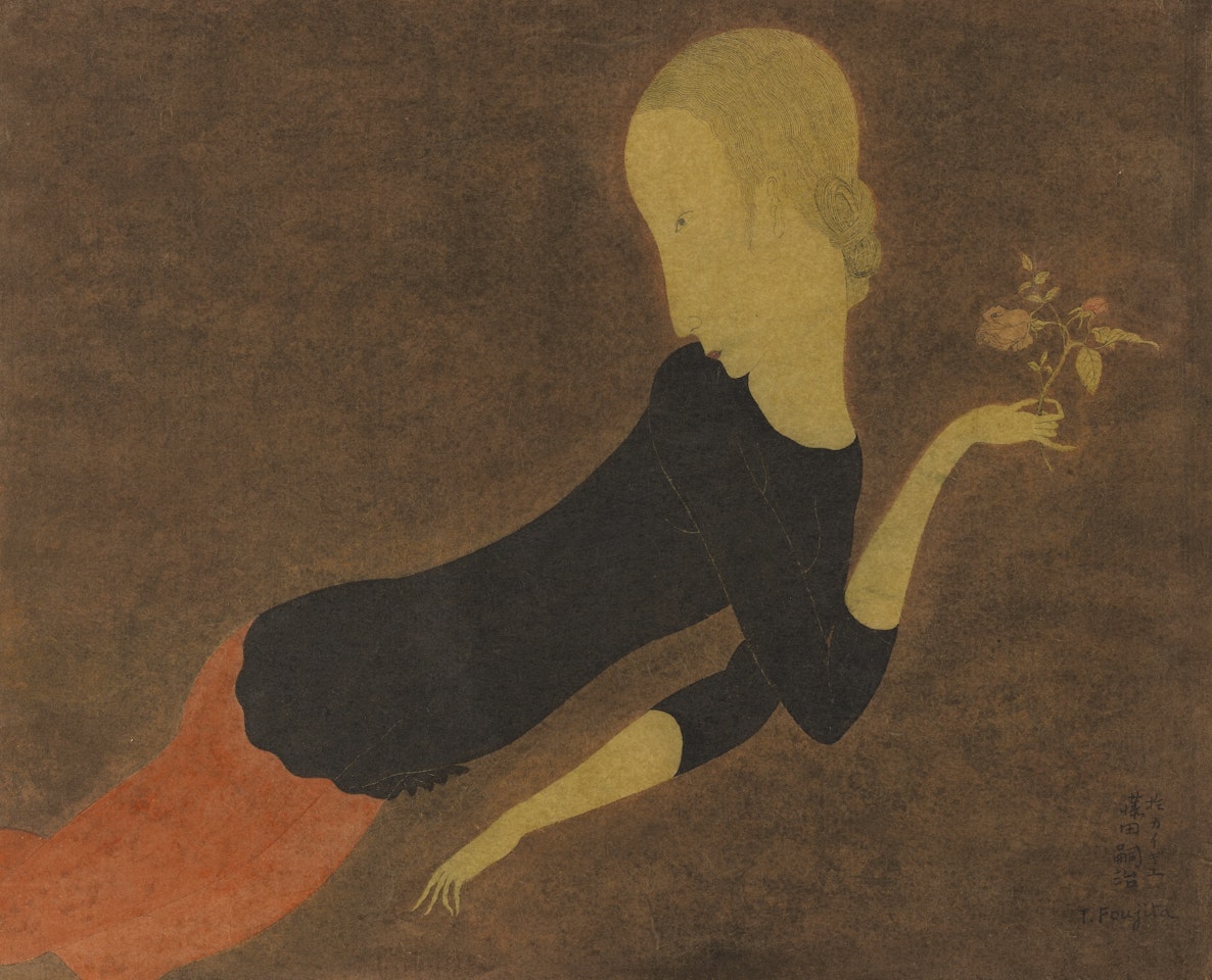 JEUNE FILLE Ã LA ROSE by Leonard Tsuguharu Foujita