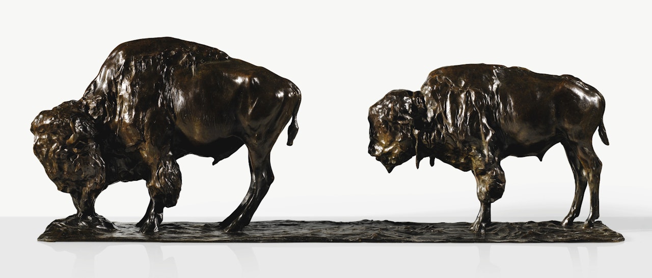 BISONS D'AMÃ§RIQUE, L'UN DERRÃ§RE L'AUTRE by Rembrandt Bugatti