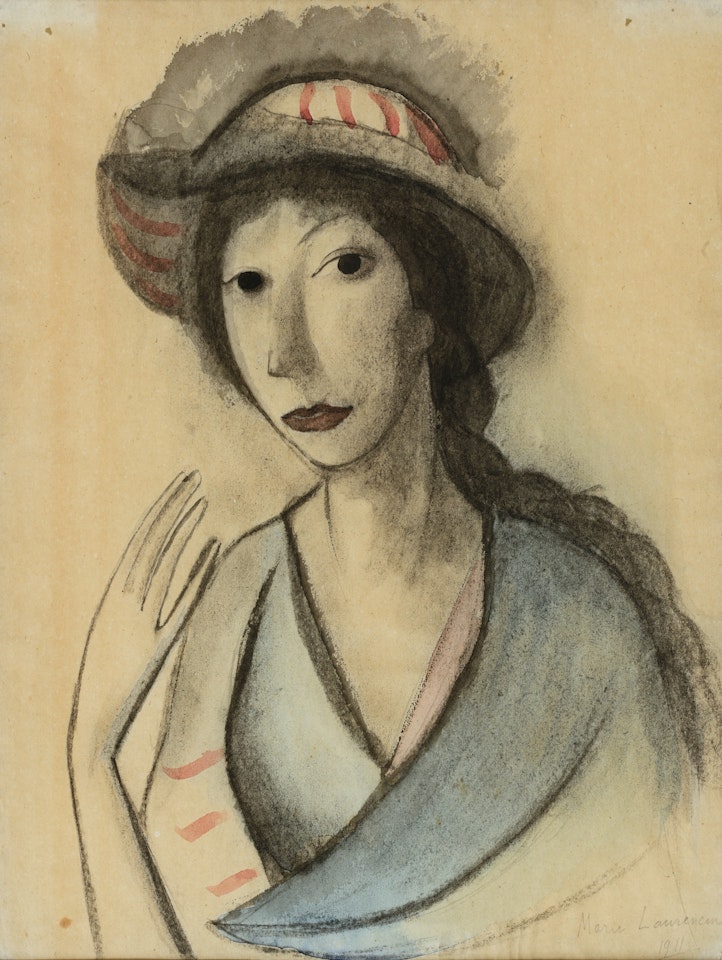 AUTOPORTRAIT À LA TRESSE ET AU COL CROISÉ by Marie Laurencin
