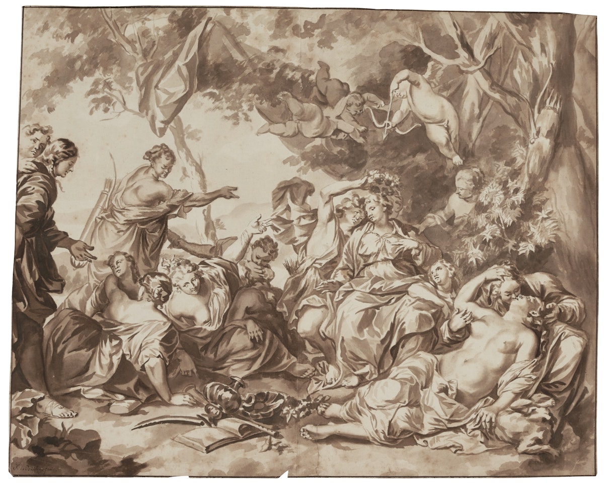 AMARYLLIS AND MIRTILLO AFTER SIR ANTHONY VAN DYCK by Jan de Bisschop