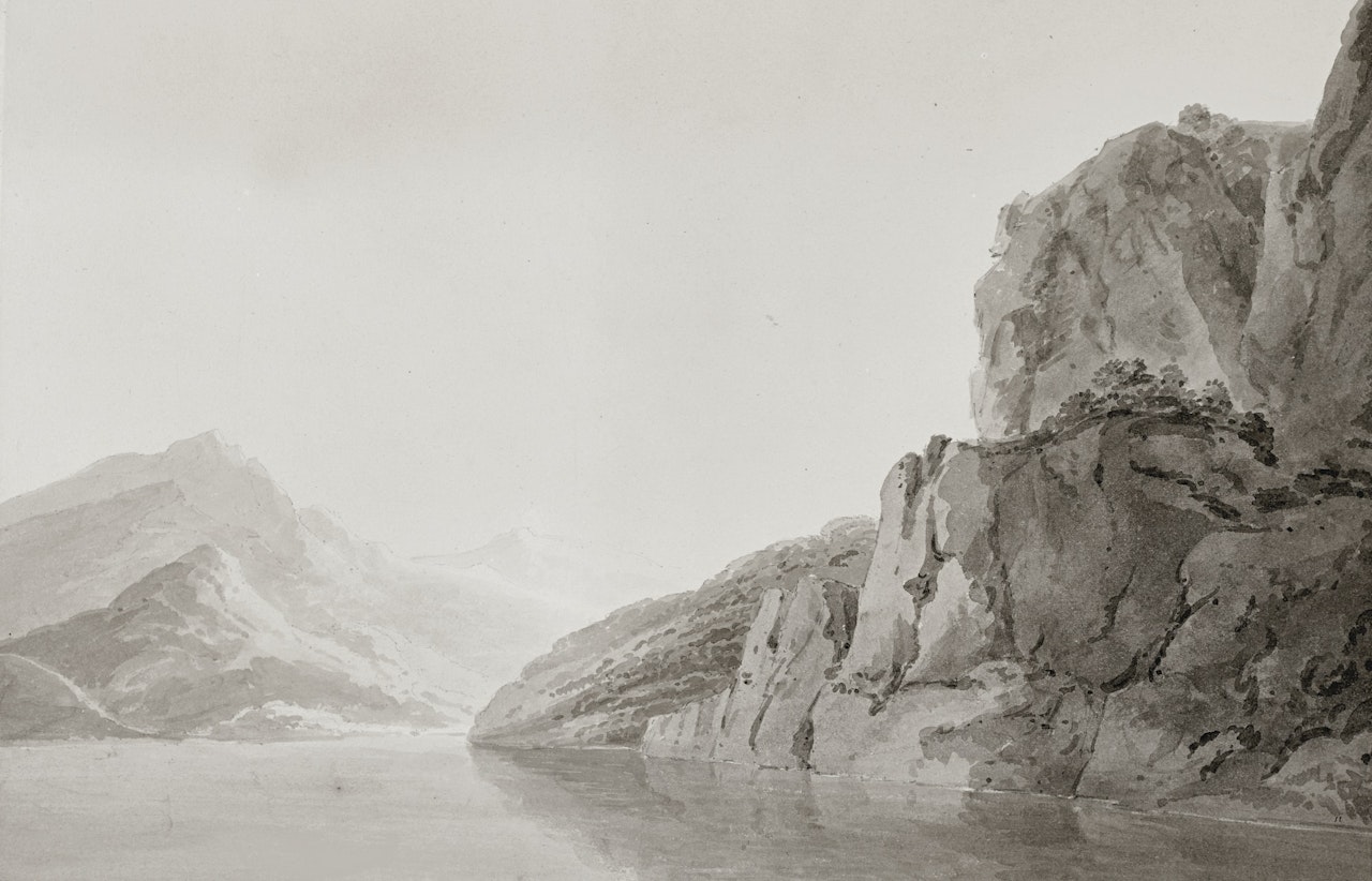 LAKE COMO, LOOKING SOUTH, POSSIBLY FROM THE FOOT OF THE CLIFFS AT CA' BIANCA, ITALY by Joseph Mallord William Turner