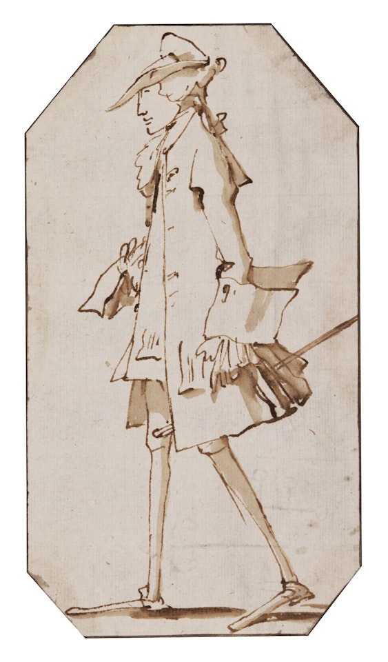 A CARICATURE OF A GENTLEMAN, FACING LEFT by Giovanni Battista Tiepolo