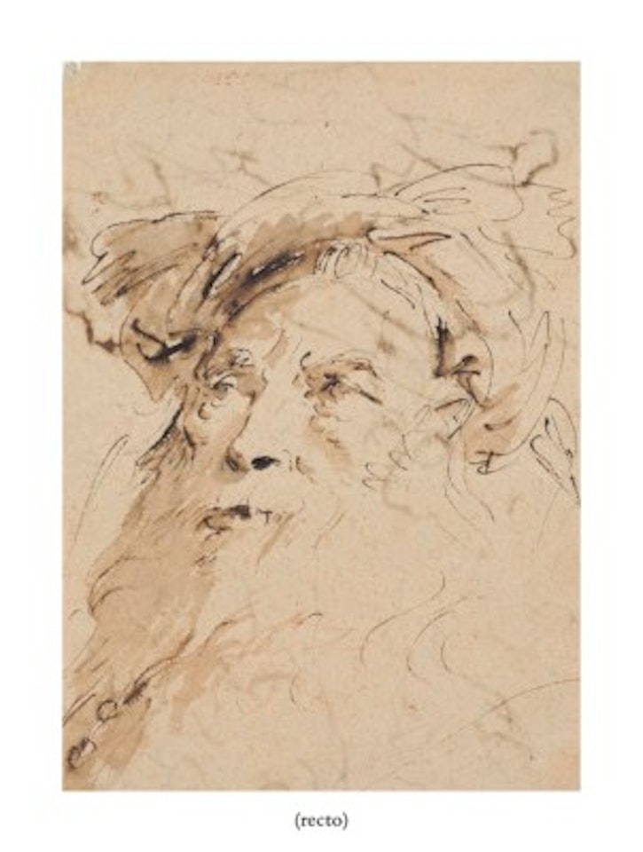 Head of a bearded oriental wearing a turban (recto); Study of a reclining male nude and other figure studies (verso) by Giovanni Battista Tiepolo
