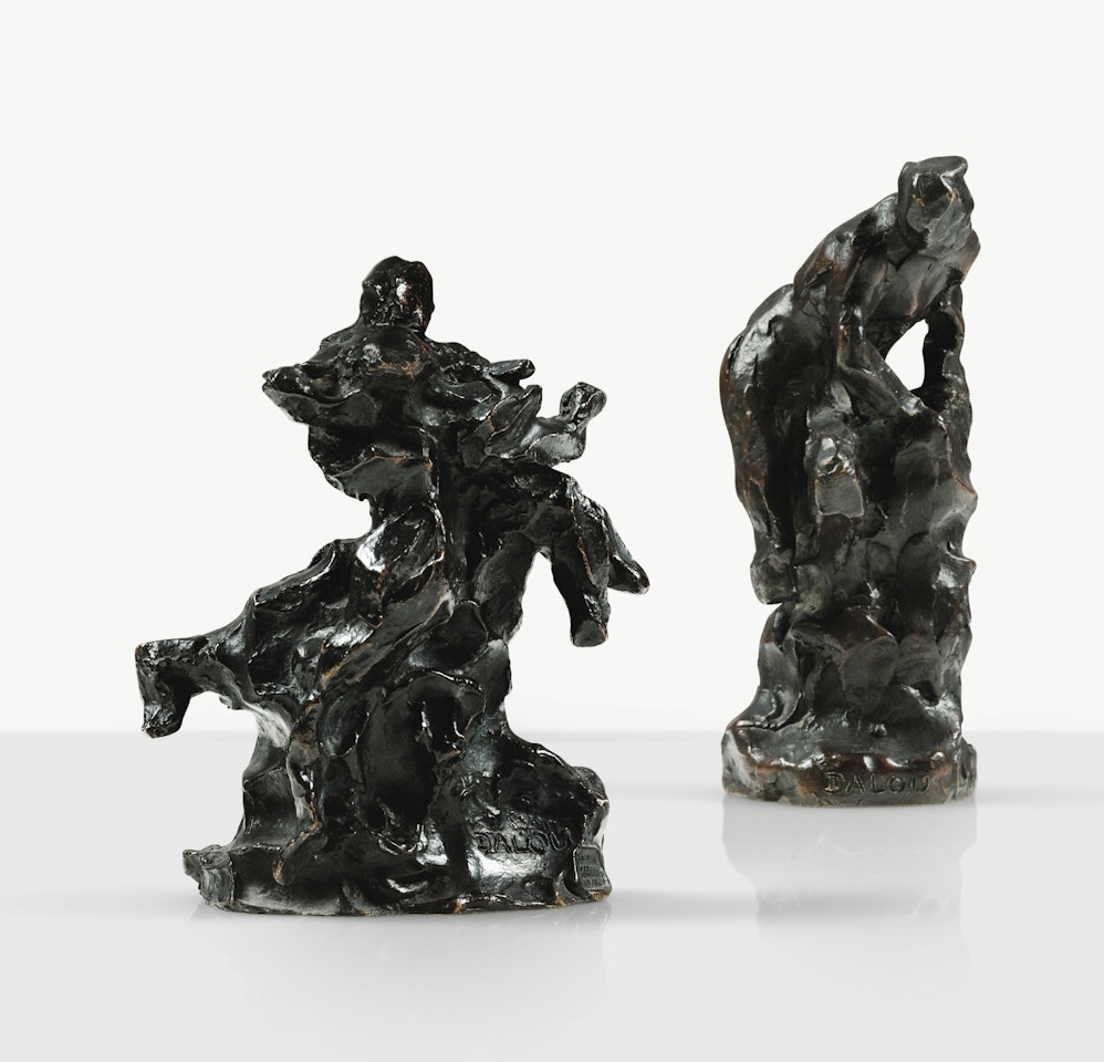CENTAURE ENLEVANT UNE FEMME ; BAIGNEUSE AGRIPPÉE A UN ROCHER by Aime Jules Dalou