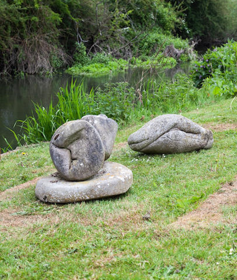 Untitled (carving no. 2/84), 1984; Untitled (snake's head), 1984, (2 Works) by Barry Flanagan