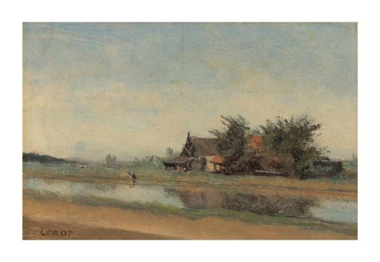 Près la Station. Maisons et boquets d'arbres, Amsterdam by Jean Baptiste Camille Corot