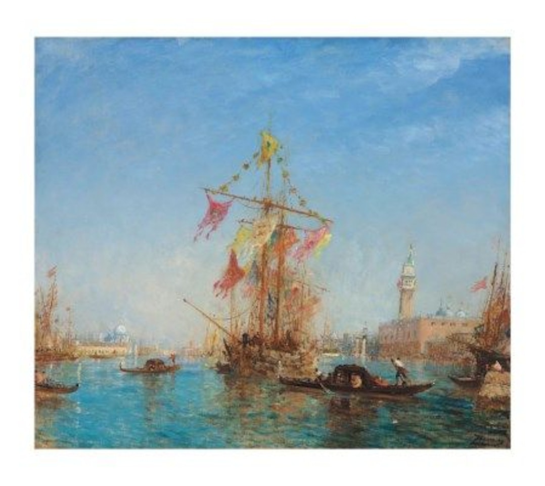 Bateau pavoisé lors de la fête de l’Assomption by Félix Ziem
