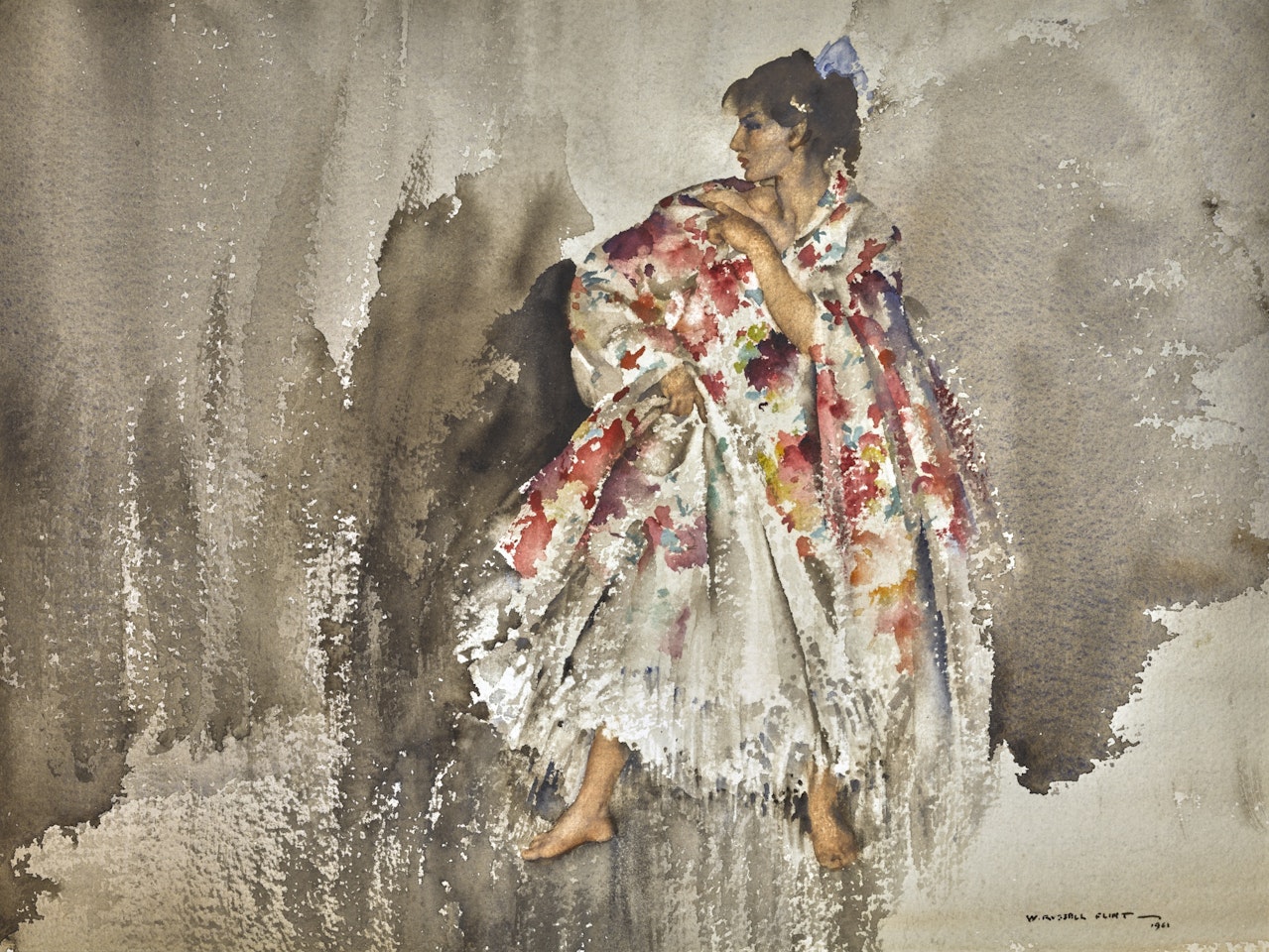 CECILIA INÂ THE BIG SPANISH SHAWL by William Russell Flint