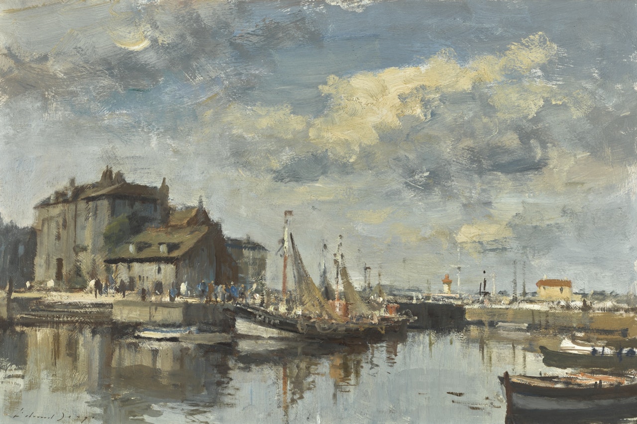 FISHING BOATS AT THE LIEUTENANCE, HONFLEUR by Edward Seago