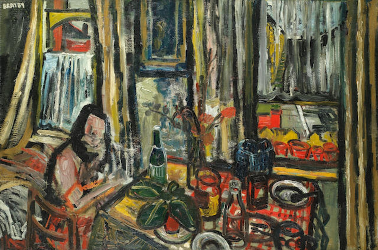 Interior with figure by John Bratby