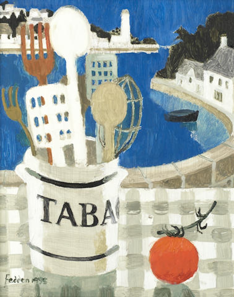 Still life with harbour beyond by Mary Fedden