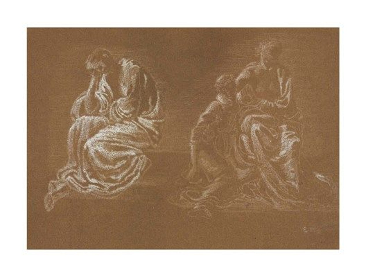Two drapery studies after sculpture by Edward Coley Burne-Jones