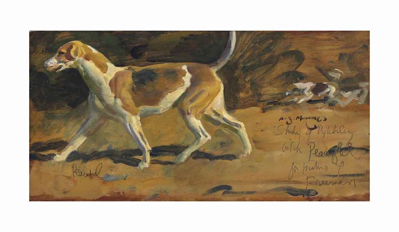 Peaceful, a study of a Pytchley hound by Alfred James Munnings