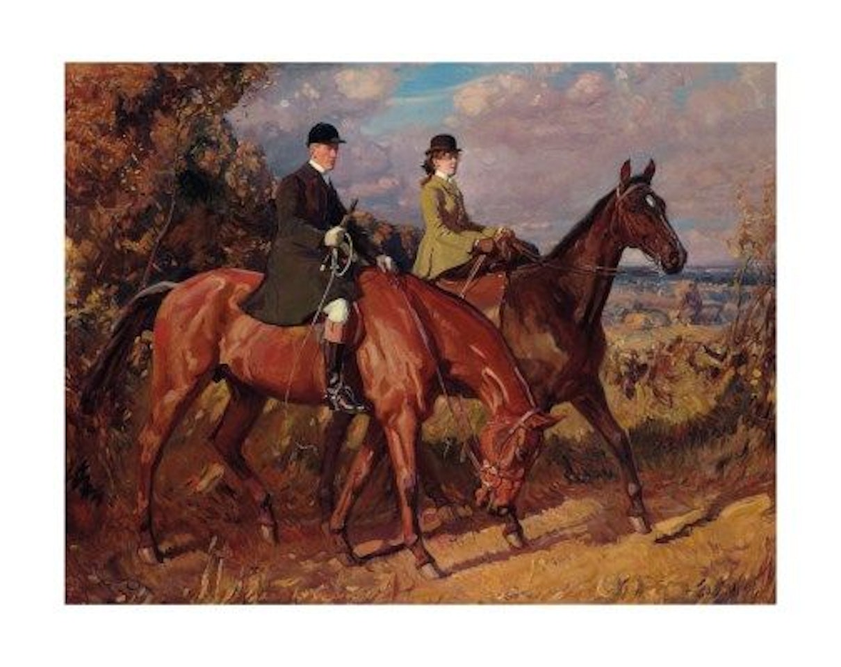 Going to the Meet: Captain F.G. Chamberlin and his sister on Mousehold Heath, Norwich by Alfred James Munnings