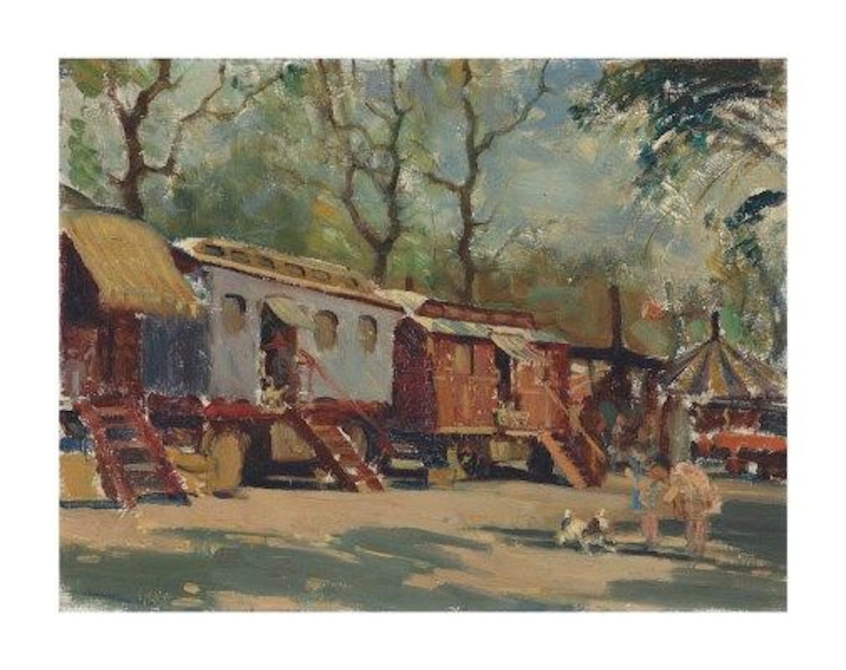 Vardos, gypsy caravans by Edward Seago