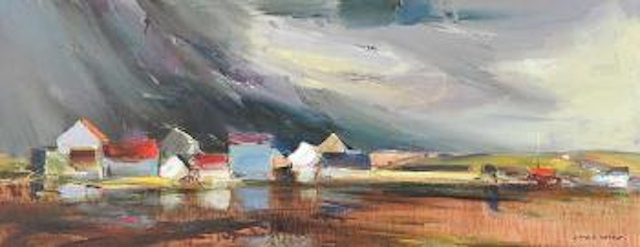 Dark Skies Over Farm Buildings by Kenneth Webb