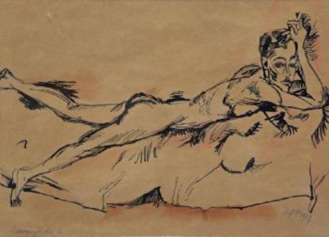 Reclining female nude by Max Pechstein