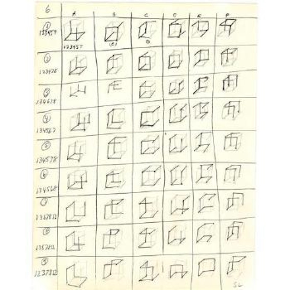 Variations of Incomplete Open Cubes, 6 (1 to 25) ,
Circa
1967 by Sol LeWitt