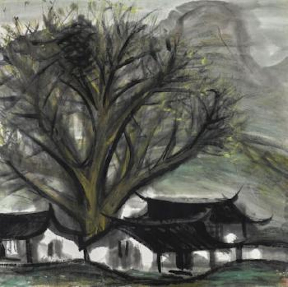 Houses Beneath a Tree by Lin Fengmian