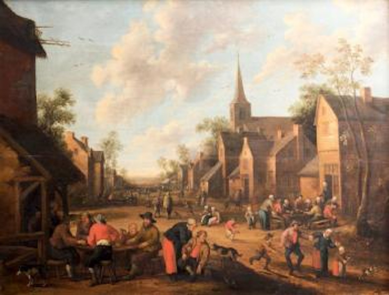 Heureuses familles et jeux d'enfants dans un village by Joost Cornelisz Droochsloot