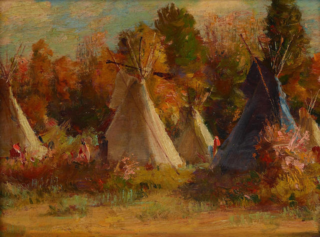 Crow lodges in bushes along the Little Horn by Joseph Henry Sharp