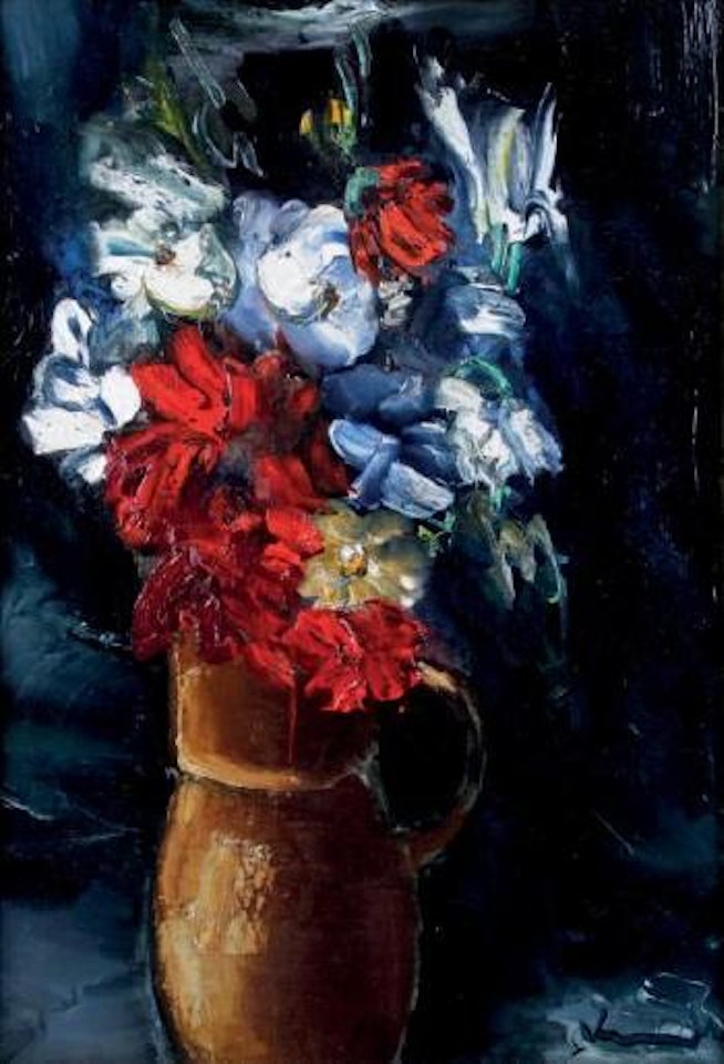 Vase de fleurs bleu et rouge by Maurice de Vlaminck