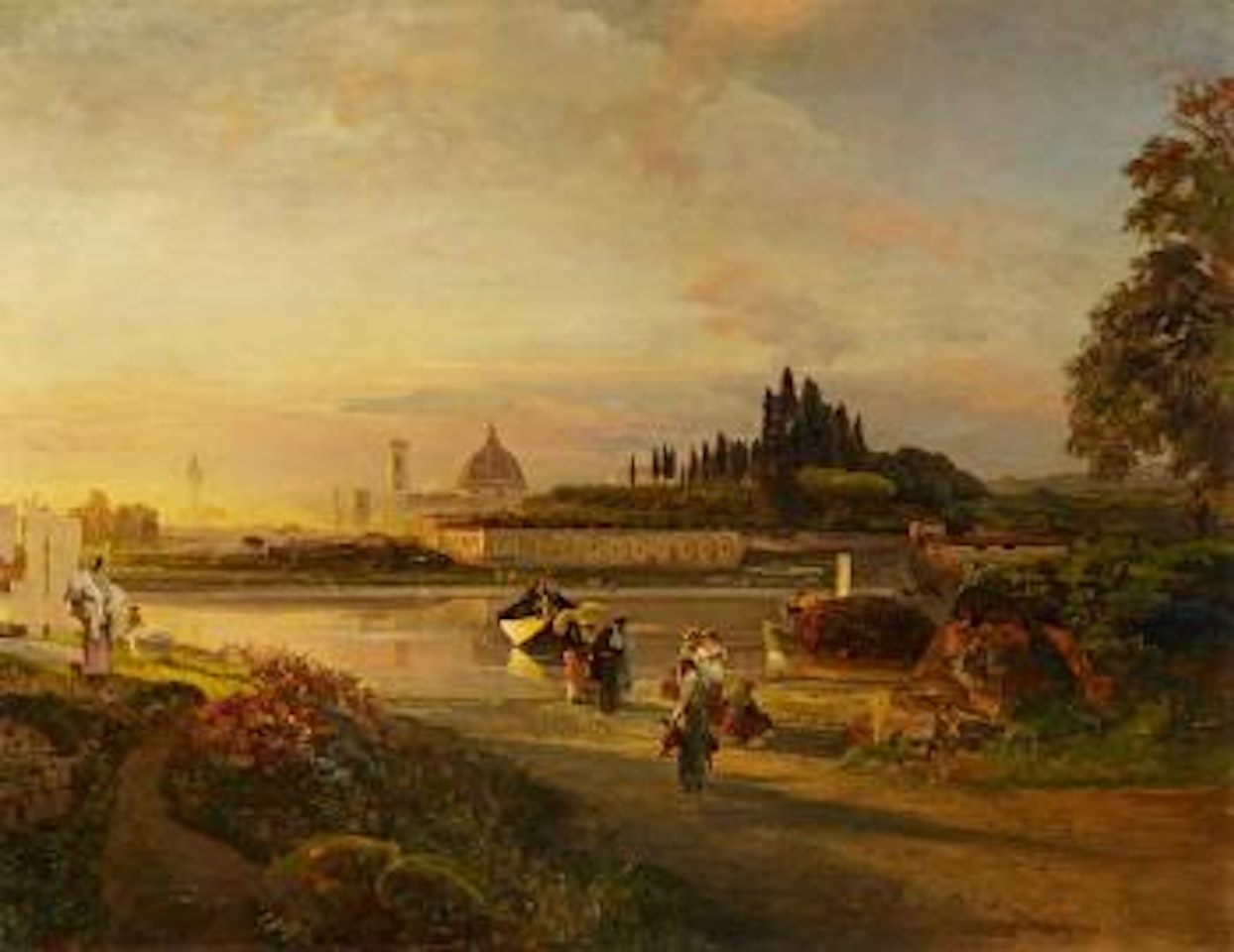 Evening Mood at Arno River in Florence by Oswald Achenbach