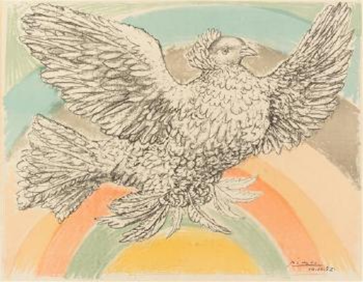 Colombe volant (a l'Arc-en-Ciel) by Pablo Picasso