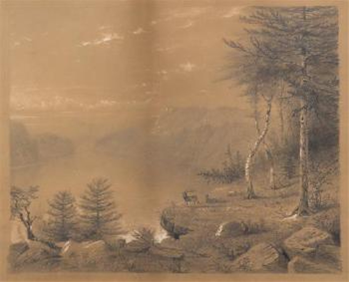 Two Deer in Landscape by Albert Bierstadt