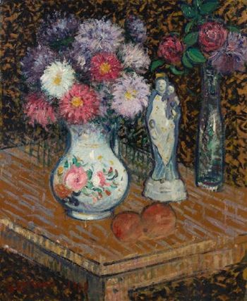 Vase de fleurs et statuettes by Gustave Loiseau