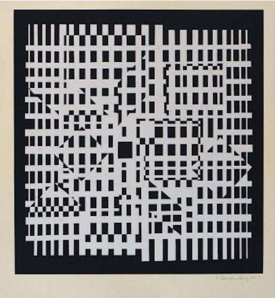Composition géométrique noire, grise et blanche by Victor Vasarely