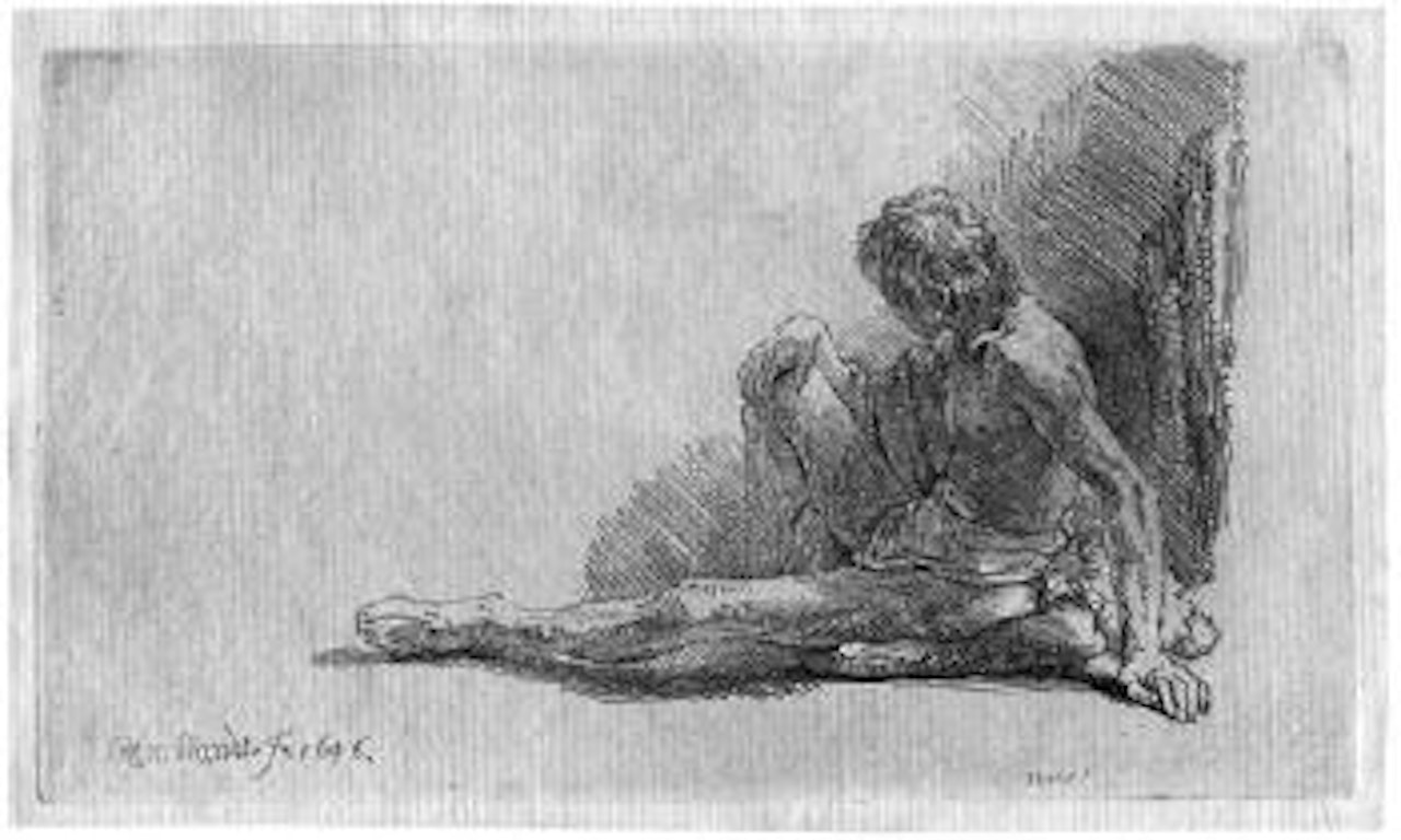 MÃ¤nnlicher Akt, am Boden sitzend by Attributed to Rembrandt Harmensz van Rijn